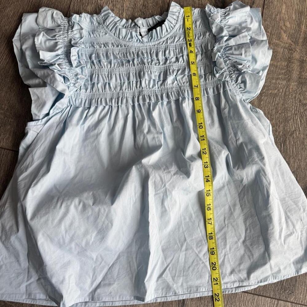 Marc new york blue babydoll ruffle Top